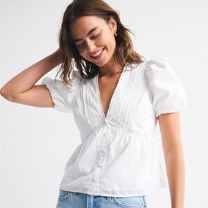 Abercrombie Puff Sleeve Button-Through Top